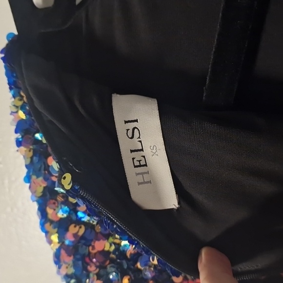 HELSI Milena Elegant Black Sequin Long Sleeve Dress XS Designer Neiman Marcus - Picture 10 of 16